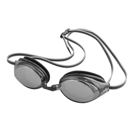 FINIS Racer Ripple Unisex swim goggles in Silver Mirror/Black, front view
