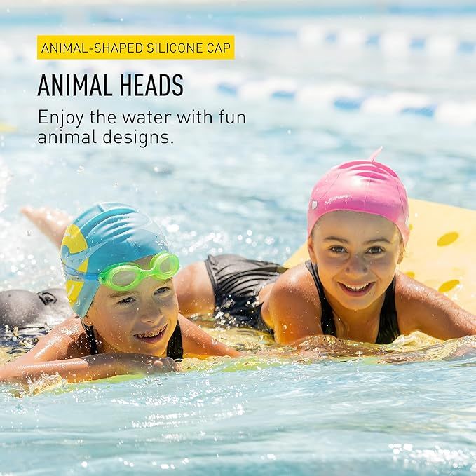 FINIS Animal Heads Hippo swim cap for kids, great for ages 3 and up