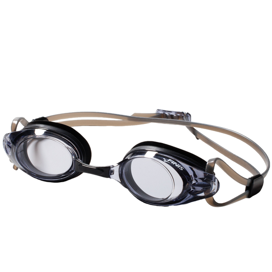 FINIS Bolt Unisex Swim Goggles in Black/Smoke, front view