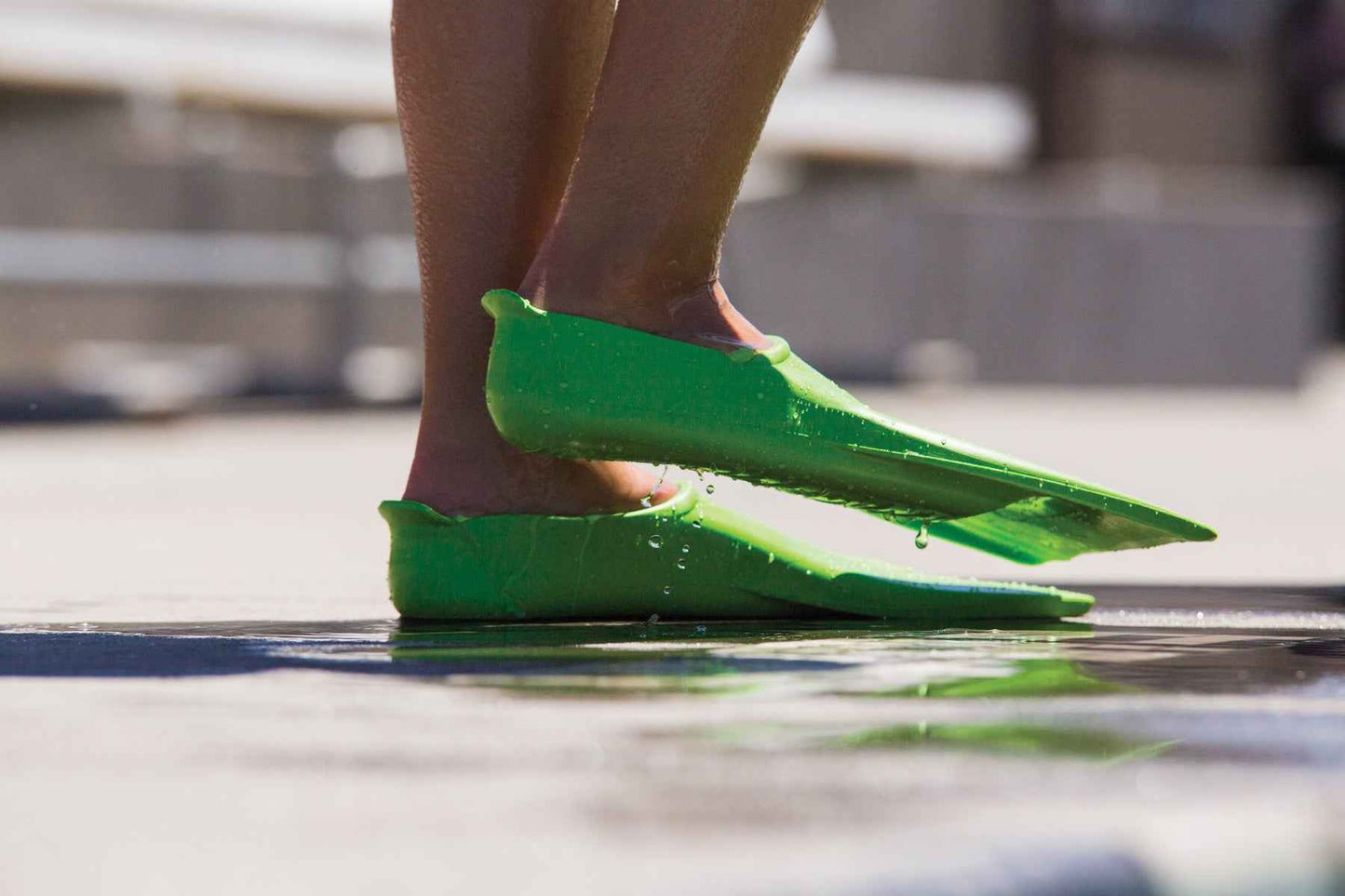Green FINIS Booster Fins Junior 8-11 – Side Angle Highlighting Comfortable Fit for Young Swimmers