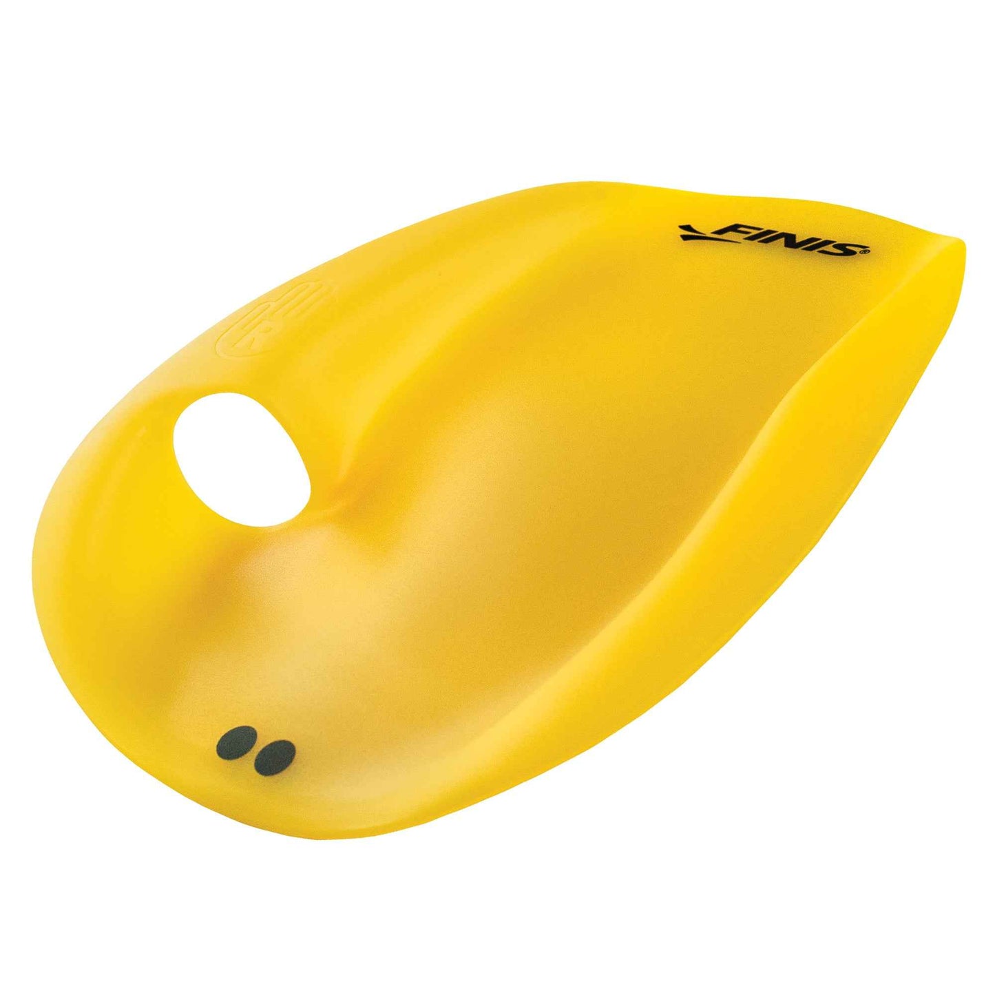 Top view of FINIS Floating Agility Paddle in small size with ergonomic shape and finger hole design