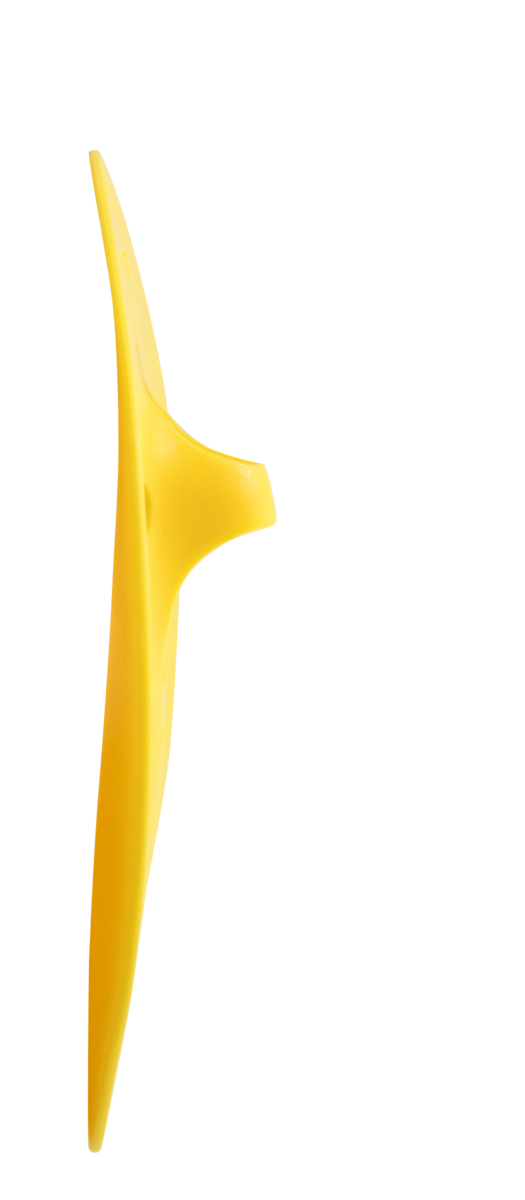 Side profile of FINIS Manta Paddles large, highlighting ergonomic curve for natural hand placement