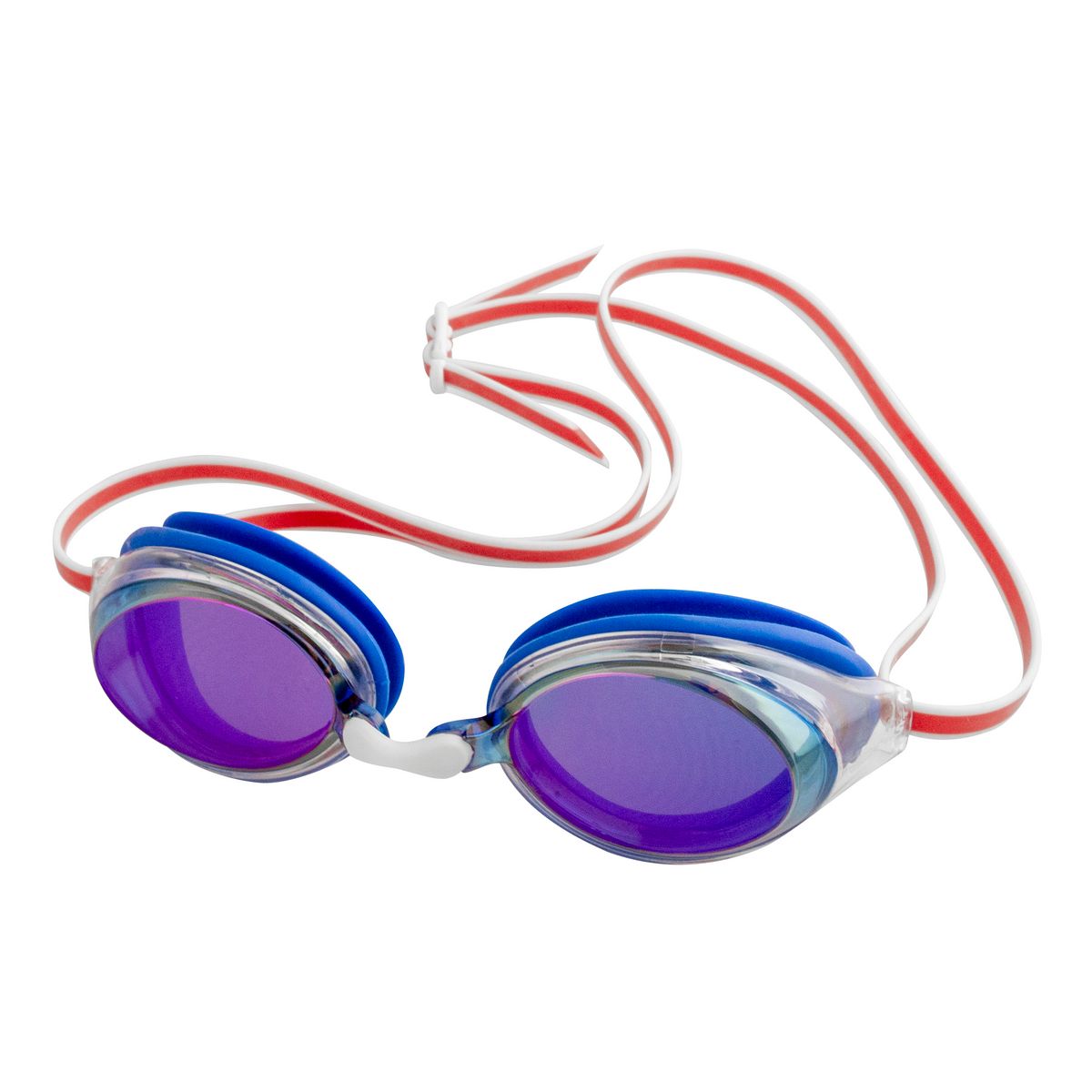 FINIS Ripple Unisex Swim Goggles in Blue Mirror/Red, front view