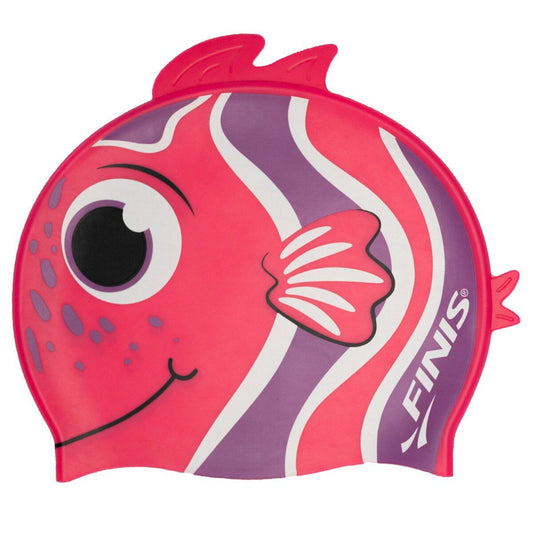 FINIS Animal Heads kids' swim cap in Angelfish Pink, front view