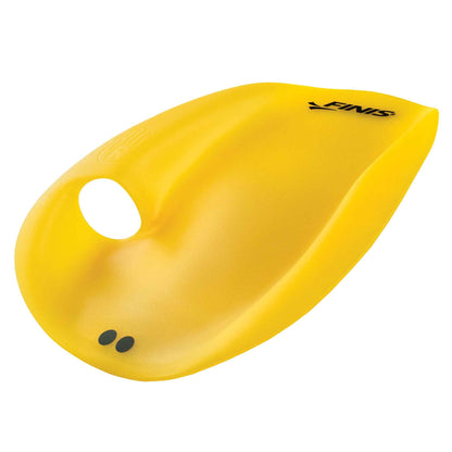 Top view of FINIS Floating Agility Paddle in small size with ergonomic shape and finger hole design