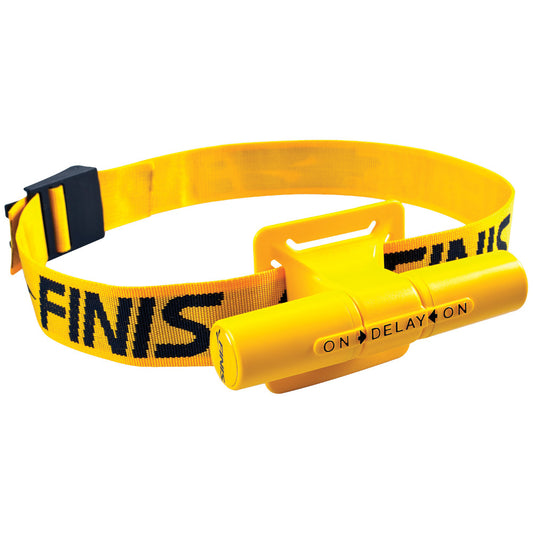FINIS Tech Toc swim training device in yellow with adjustable waist strap, front view
